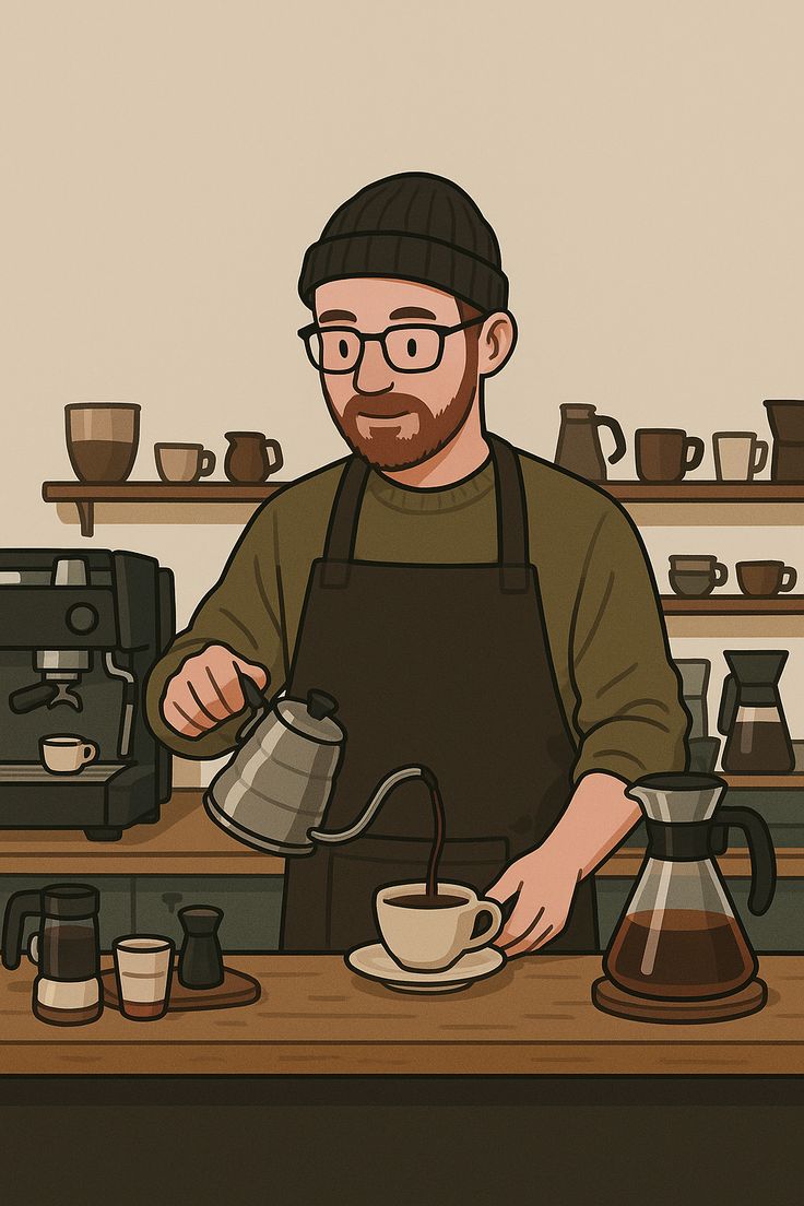 barista working at espresso machine